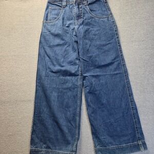 A-Lab Wide Leg Skater Jeans Blue Denim Womens 28 Embroidered "Expand Your Mind"